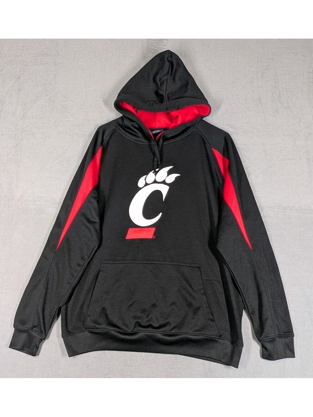 Pro Player Mens Large Black Red Cincinnati Bearcats Hoodie Pullover NCAA Logo